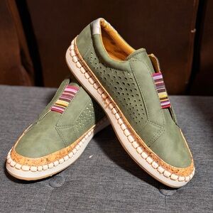 Men's Olive Green Slip-On Casual Shoes